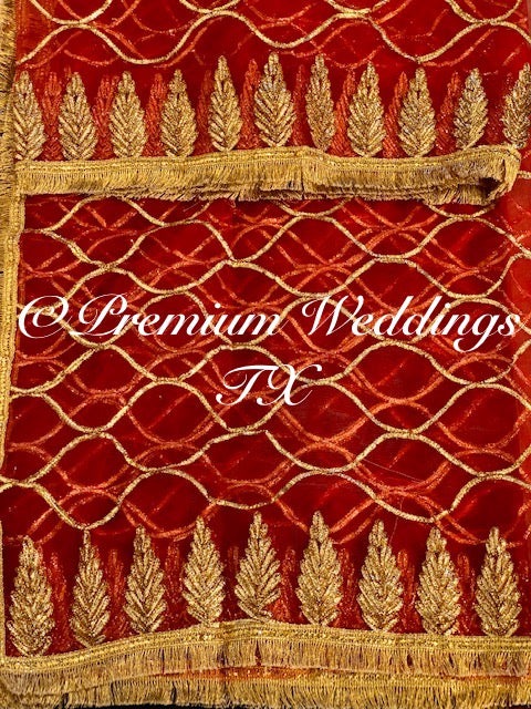 Red Nikkah Dupatta - Premium Weddings TX