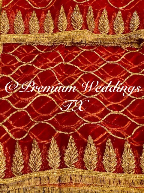 Red Nikkah Dupatta - Premium Weddings TX