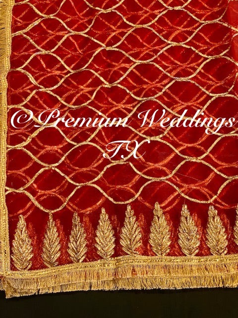 Red Nikkah Dupatta - Premium Weddings TX