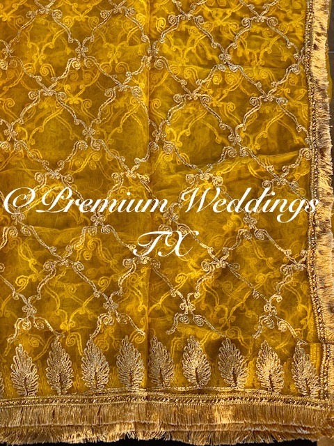 Yellow Haldi/Mayoon Dupatta - Premium Weddings TX