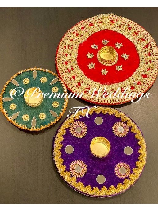 Mehndi Plates - Set of 3 - Premium Weddings TX