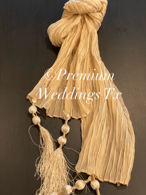 Men's Dupatta - Pastel Gold/Beige - Premium Weddings TX