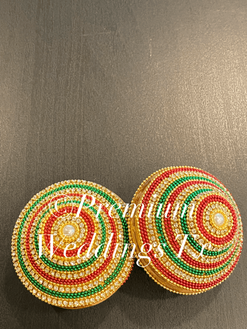 Red Green Beadwork Sapatia - 2Ct - Premium Weddings TX