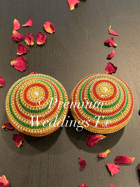 Red Green Beadwork Sapatia - 2Ct - Premium Weddings TX