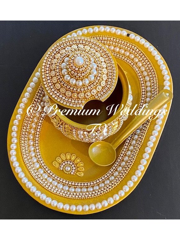 Gold & Pearl Embellished Mukhwas Set - Premium Weddings TX