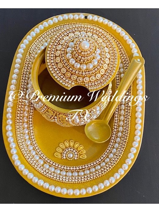 Gold & Pearl Embellished Mukhwas Set - Premium Weddings TX