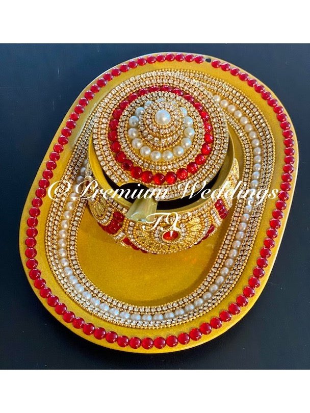 Gold & Red Embellished Mukhwas Set - Premium Weddings TX