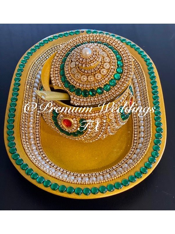 Gold & Green Embellished Mukhwas Set