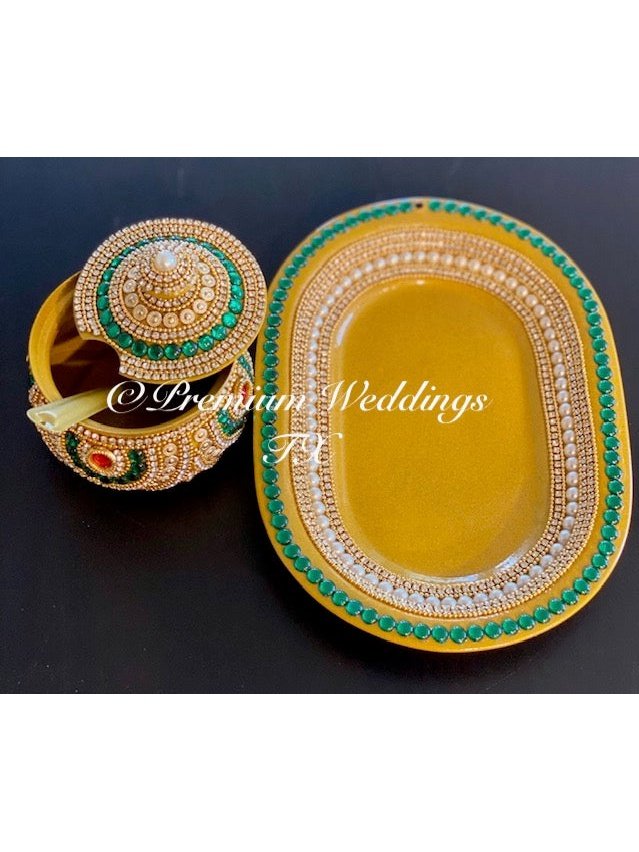 Gold & Green Embellished Mukhwas Set