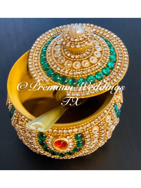 Gold & Green Embellished Mukhwas Set