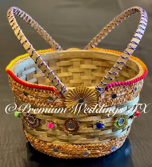 Gold Wedding Basket With Handles - Premium Weddings TX