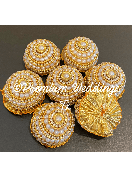 Decorative Pearl & Gold Beaded Embellished Supari, Gotta Parch Supari, Supari for Puja, Wedding Supari, hindu wedding, indian wedding, puja, supari, pakistani wedding, mayoon, haldi, pithi