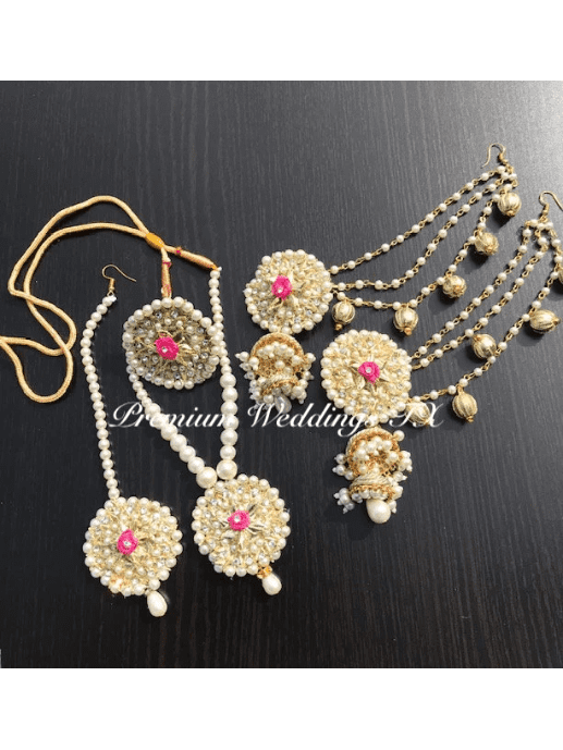 Pink Flower Gotta Pearl Set - Premium Weddings TX