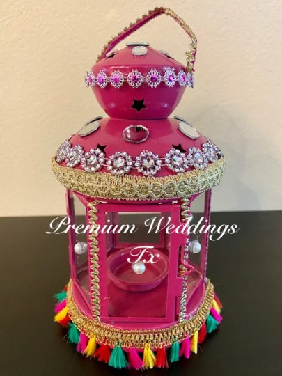 Handmade Embellished Pink Lantern - 1 PC - Premium Weddings TX