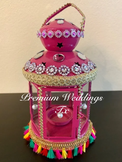 Handmade Embellished Pink Lanterns, Lanterns, Centerpieces, Decorations, Shaadi Decor, Wedding Decor, Handmade Lanterns, Handmade Shaadi Decor, Handmade Pithi Decor, Handmade Mayoon Decor, Dholki Decor, Sangeet decor, Haldi decor