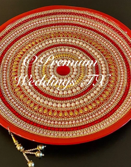 Red Bead & Pearl Mehndi Thaal - Premium Weddings TX