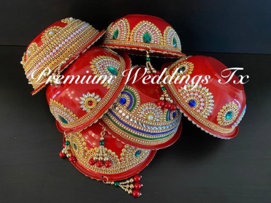 Handmade Red Decorative Bowls, red bowls, red decorative bowls, Shaadi Decor, shaadi, puja accessories, pithi, mehndi decor, Mehndi Bowls, Haldi Bowls, Haldi Accessories, Haldi, Dholki Decor, Decorative Bowls