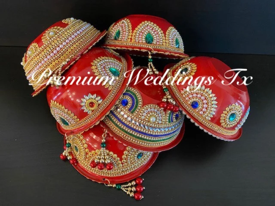 Handmade Decorative Bowls - Red Assorted Designs - Premium Weddings TX
