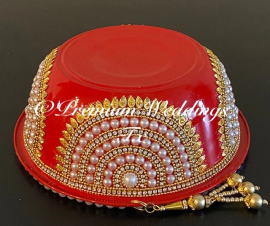Handmade Red Decorative Bowls, red bowls, red decorative bowls, Shaadi Decor, shaadi, puja accessories, pithi, mehndi decor, Mehndi Bowls, Haldi Bowls, Haldi Accessories, Haldi, Dholki Decor, Decorative Bowls