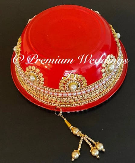 Handmade Red Decorative Bowls, red bowls, red decorative bowls, Shaadi Decor, shaadi, puja accessories, pithi, mehndi decor, Mehndi Bowls, Haldi Bowls, Haldi Accessories, Haldi, Dholki Decor, Decorative Bowls