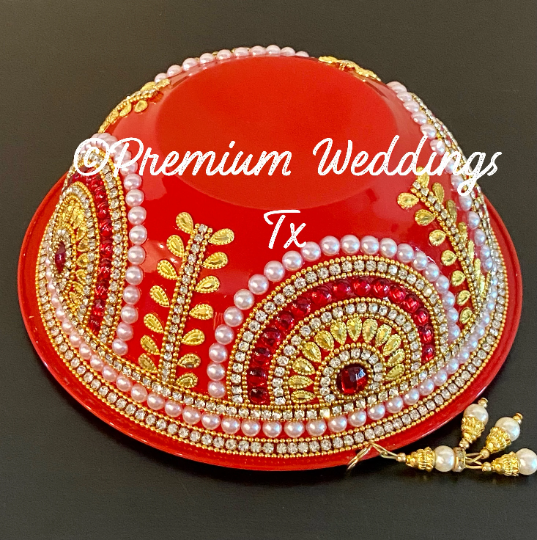 Handmade Red Decorative Bowls, red bowls, red decorative bowls, Shaadi Decor, shaadi, puja accessories, pithi, mehndi decor, Mehndi Bowls, Haldi Bowls, Haldi Accessories, Haldi, Dholki Decor, Decorative Bowls