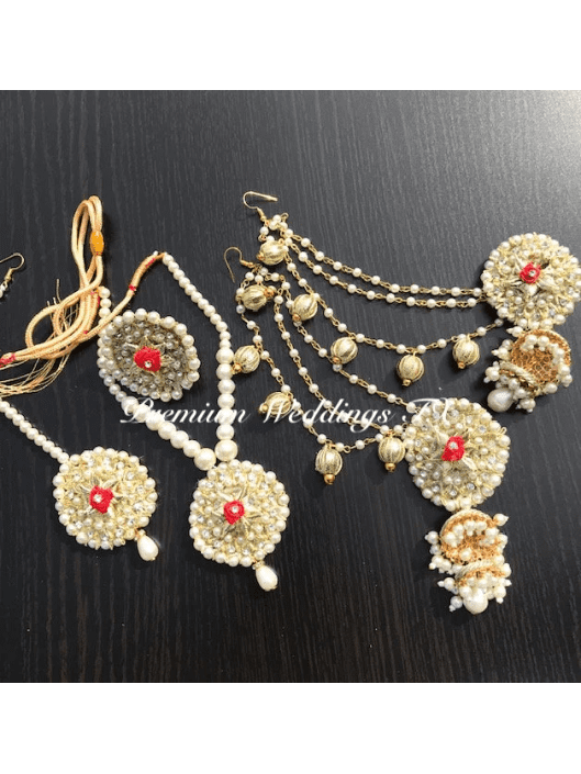 Red Flower Gotta Pearl Set - Premium Weddings TX