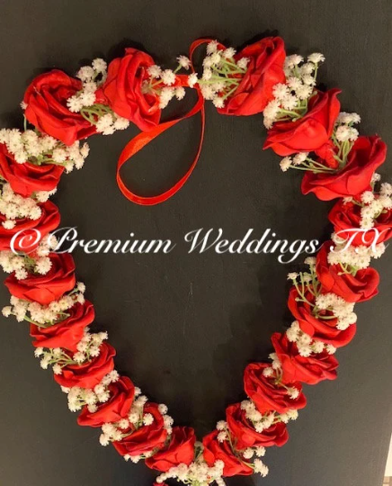 Red Rose Baby's Breath Artificial Handmade Garlands - Set of 2 - Premium Weddings TX