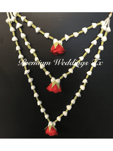 Red Rose Necklace Gajra Set