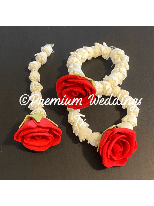 Red Rose Necklace Gajra Set