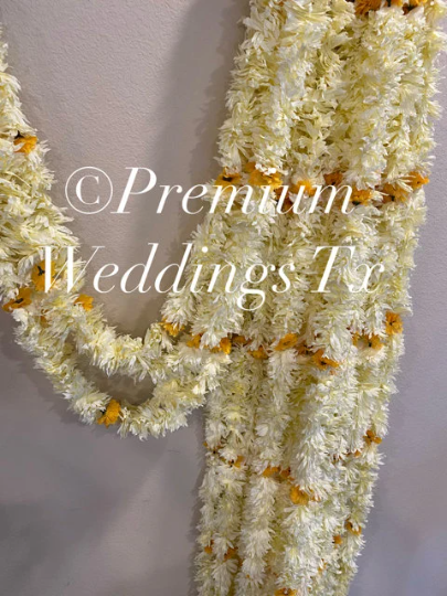 Eco-Friendly White Yellow Flower Backdrop Garlands - Premium Weddings TX