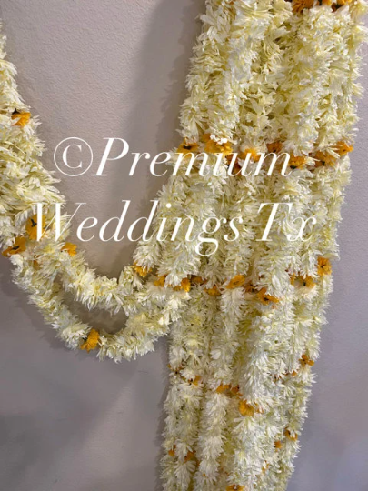 Eco-Friendly White Yellow Flower Backdrop Garlands
