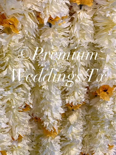 Eco-Friendly White Yellow Flower Backdrop Garlands - Premium Weddings TX