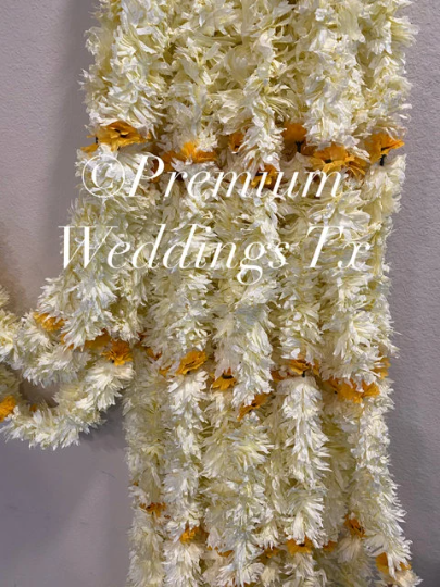Eco-Friendly White Yellow Flower Backdrop Garlands - Premium Weddings TX