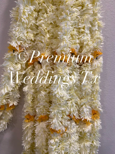 Eco-Friendly White Yellow Flower Backdrop Garlands - Premium Weddings TX
