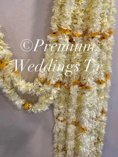 Eco-Friendly White Yellow Flower Backdrop Garlands - Premium Weddings TX