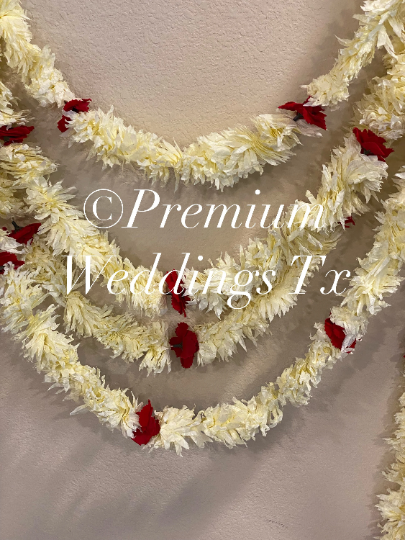 Eco-Friendly White & Red Rose Flower Backdrop Garlands - Premium Weddings TX