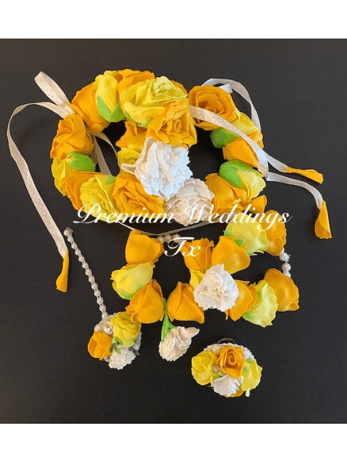 Yellow Rose Gajra Set - Premium Weddings TX