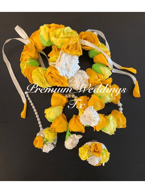 Yellow Rose Gajra Set - Premium Weddings TX