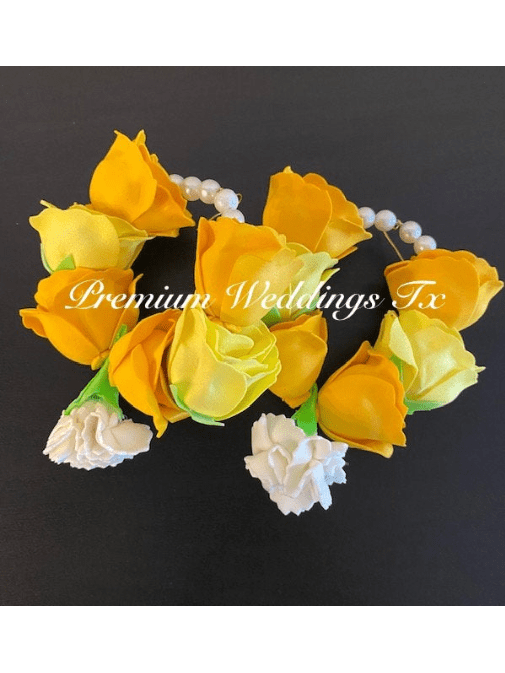 Yellow Rose Gajra Set - Premium Weddings TX