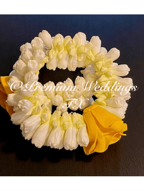 Yellow Mogra Bud Gajra Set - Premium Weddings TX