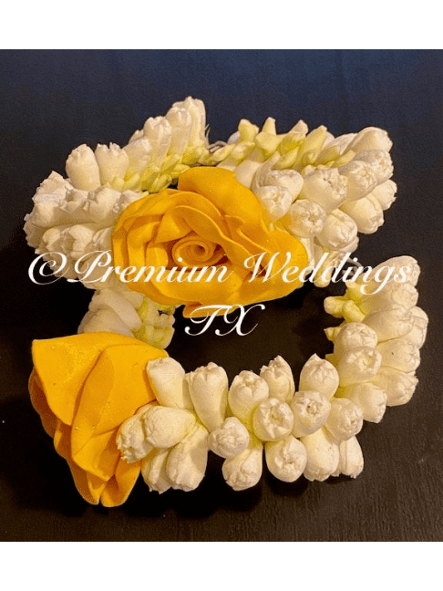Yellow Mogra Bud Gajra Set - Premium Weddings TX