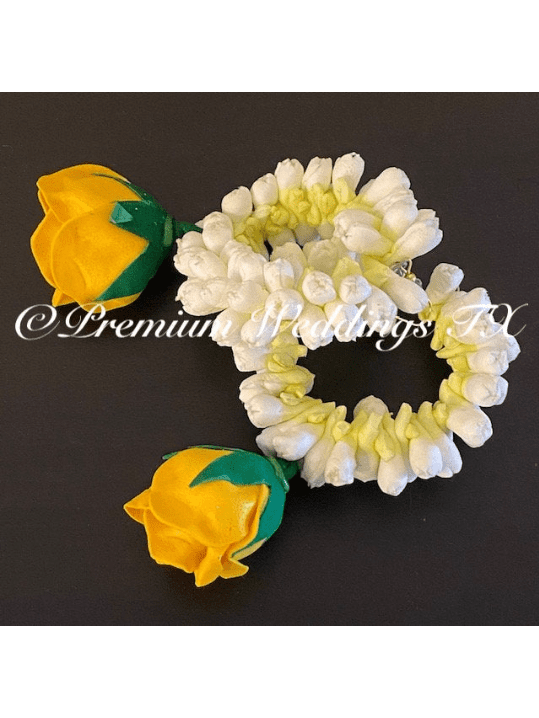 Yellow Mogra Bud Gajra Set - Premium Weddings TX