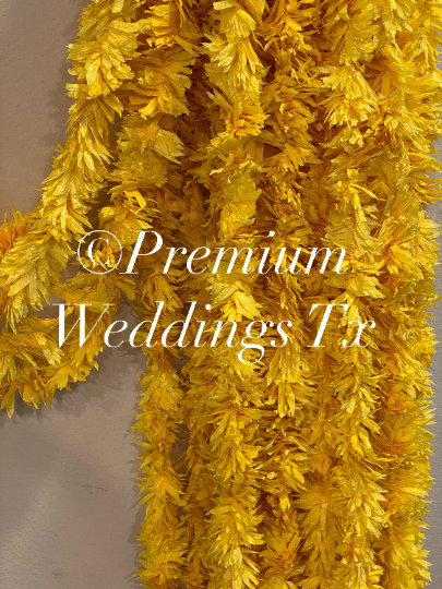 Eco-Friendly Yellow Flower Backdrop Garlands - Premium Weddings TX