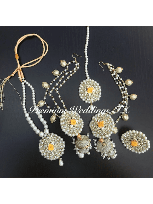 Yellow Flower Gotta Pearl Set - Premium Weddings TX