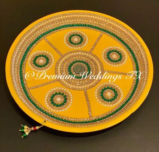 Yellow Green Mandala Thaali - Premium Weddings TX