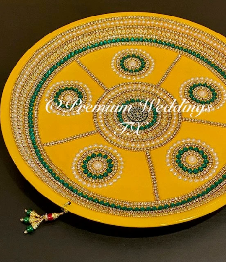 Yellow Green Mandala Thaali - Premium Weddings TX