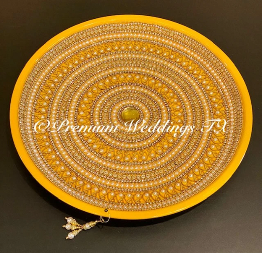 Yellow Paisley Pearl Mehndi Thaali - Premium Weddings TX