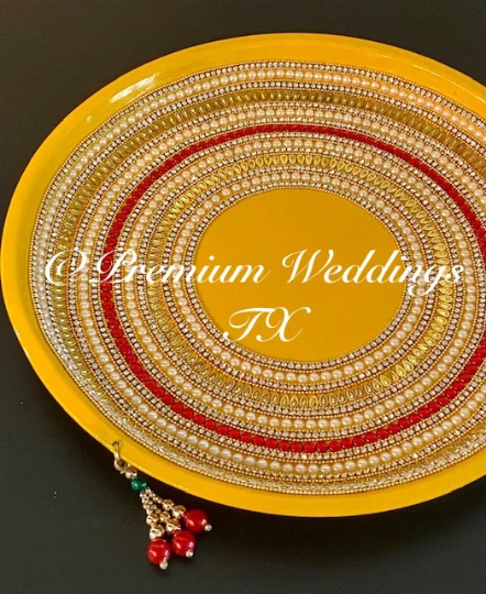 Yellow Red & Pearl Spiral Mehndi Thaali, Mehndi Thaal, Mehndi Plates, Mehndi Thaali, Puja Thaali, Mehndi Decor, Mehndi, Haldi, Haldi Decor, Shaadi Decor, Shagun, Home Decor, Indian Wedding, Punjabi Wedding, Pakistani Wedding, Centerpiece Decor, Wedding Decor, Pearl Gold Embellished Thaali, Red Thaali, Embellished Thaali, Embellished Thaals, Thaali, Mehndi Thaals, Thaals