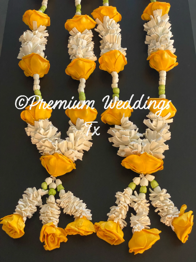 Artificial Yellow Rose Handmade Garlands - Set of 2 - Premium Weddings TX