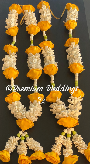 Artificial Yellow Rose Handmade Garlands - Set of 2 - Premium Weddings TX